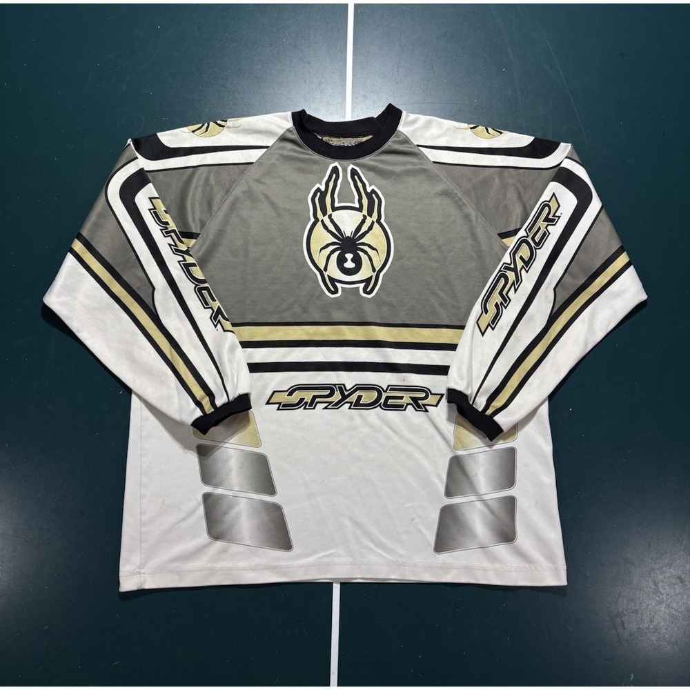 Vintage Spyder Paintball Jersey Men Large Black Silver Double Sided Airsoft Rare
